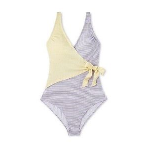 TARGET Seersucker Front Wrap Full Coverage One Piece Swimsuit -Kona Sol - SIZE M